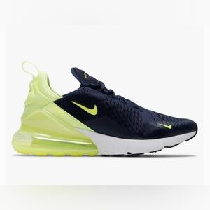 Nike Air Max 270 Obsidian Blue Volt (Navy and Neon Yellow) Women’s Sneakers